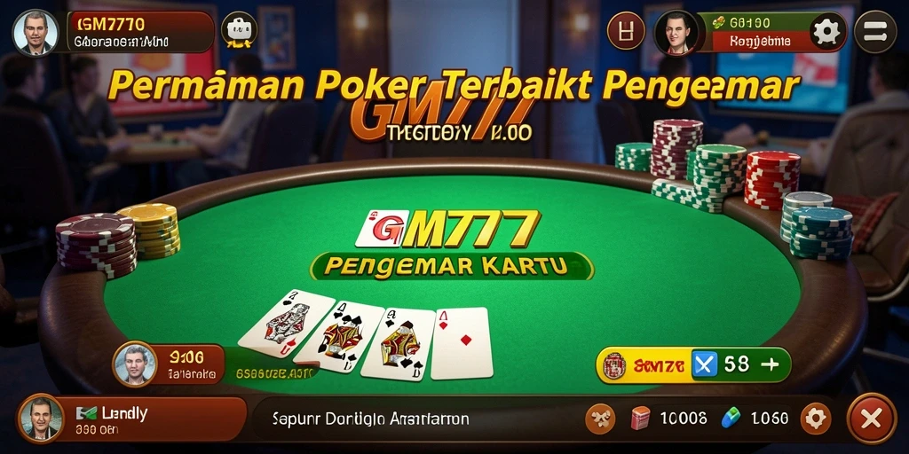 Tampilan gameplay Poker yang mendebarkan di GM777.